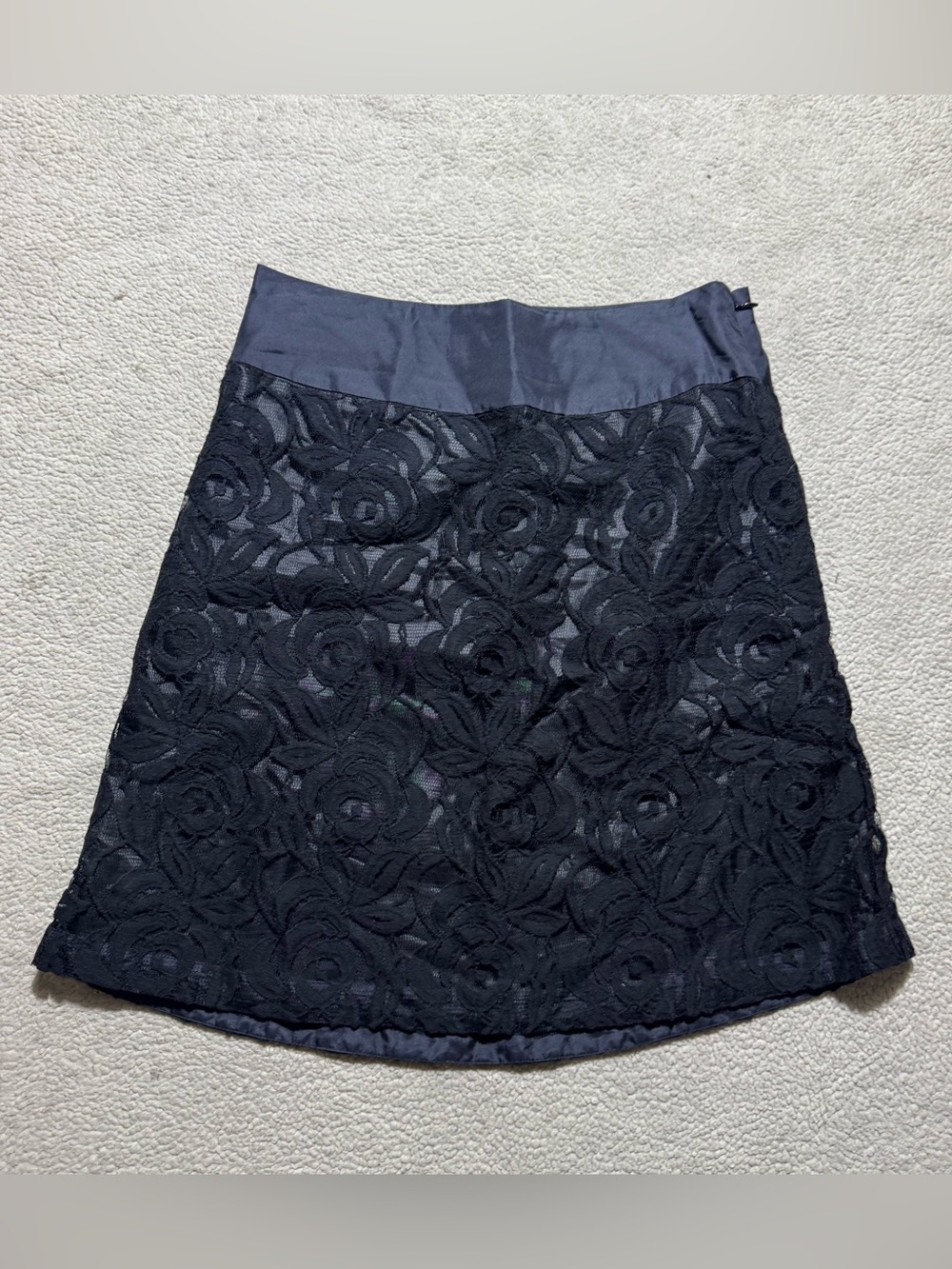 Moulinette Soeurs Skirt Womens 2‎ Black Floral Lace Lined A-Line Anthropologie
